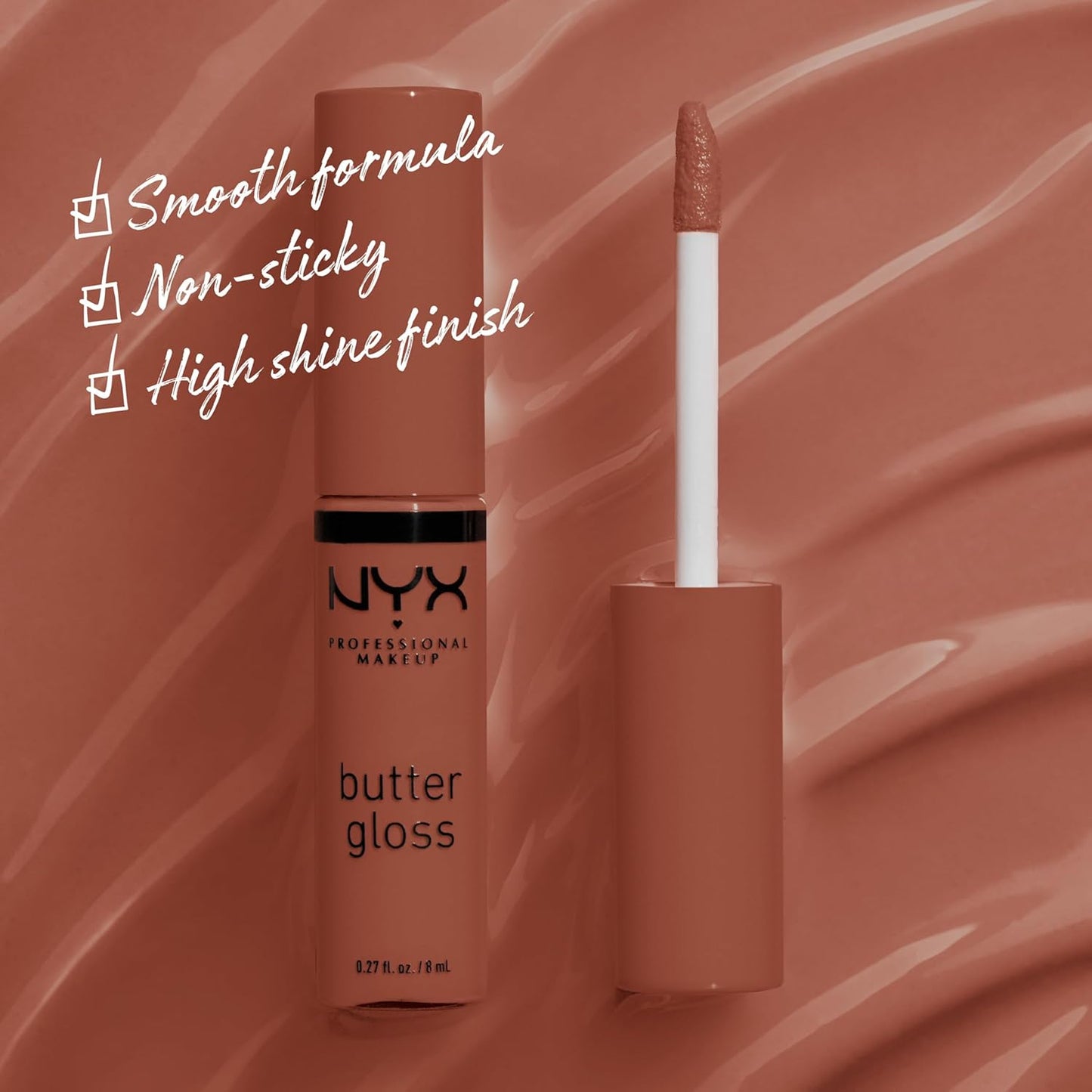 NYX Butter Gloss | Non-Sticky Peach Nude Lip Gloss for All Skin Tones