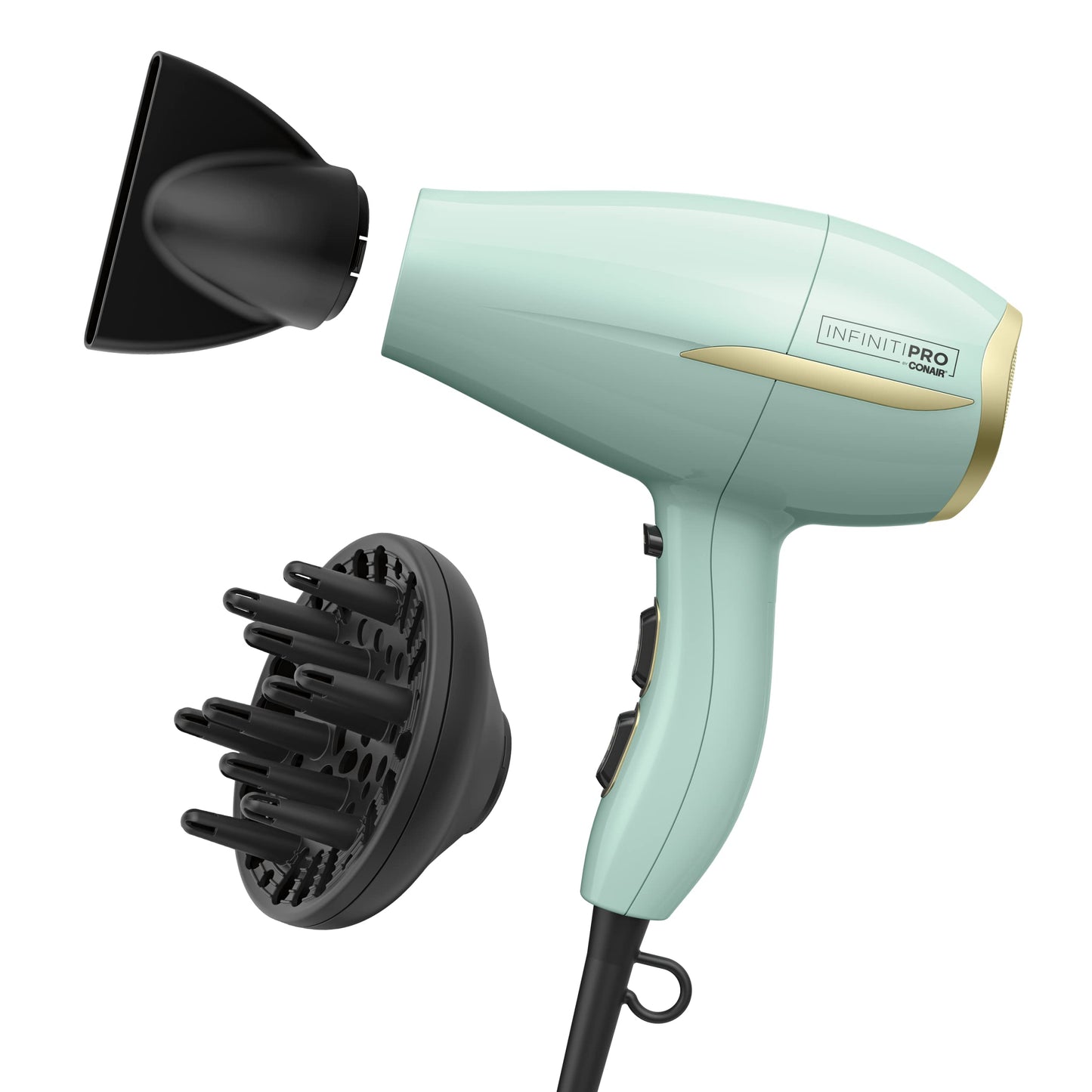 INFINITIPRO by CONAIR Heat Protect Hair Dryer with Diffuser, 1875W Blow Dryer with Advanced Heat Protection Helps Minimize Overd
