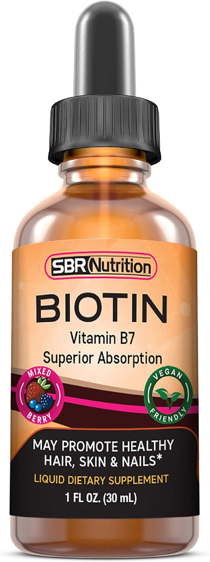 Biotin Liquid Drops (Mixed Berry) Max Absorption Biotin Liquid Drops, 5000mcg of Biotin Per Serving, 60 Serving, No Artificial Preservatives, Vegan Friendly, Supports Healthy Hair Growth, Strong Nail