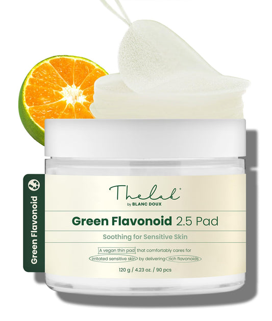 THE LAB BY BLANC DOUX Green Flavonoid 2.5 Toner Pads (90 pcs.) - Gentle Soothing & Calming, Infused with Flavonoids and Naturall