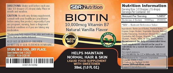 MAX Absorption Biotin Liquid Drops, 10000mcg of Biotin Per Serving, 60 Serving, No Artificial Preservatives, Vegan Friendly, Supports Healthy Hair Growth, Strong Nails and Glowing Skin, Made in USA