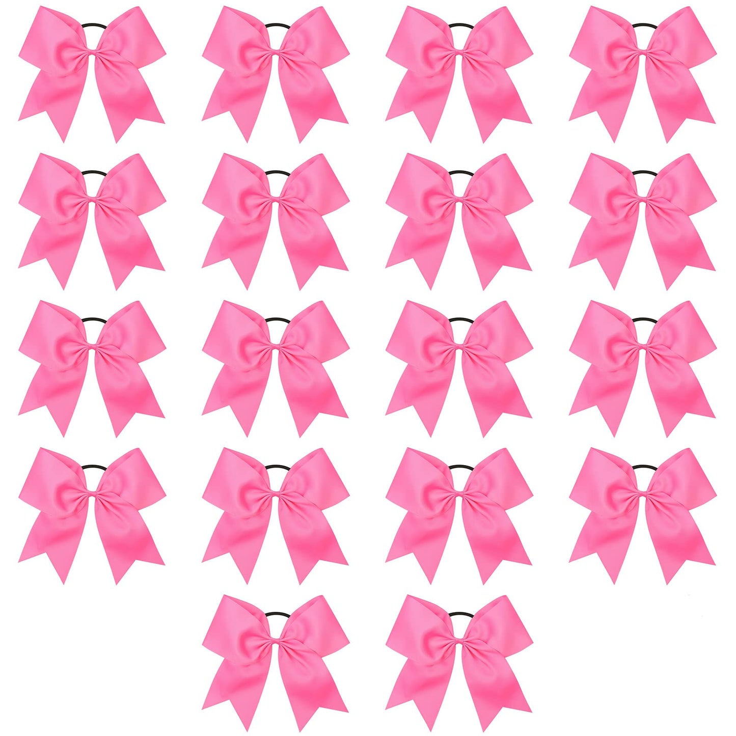 Cheer Bows, Caenagrion 18 Pcs 8'' Large Pink Cheer Hair Bows Ponytail Holder Elastic Band Handmade For Cheerleaders Teen Girls C
