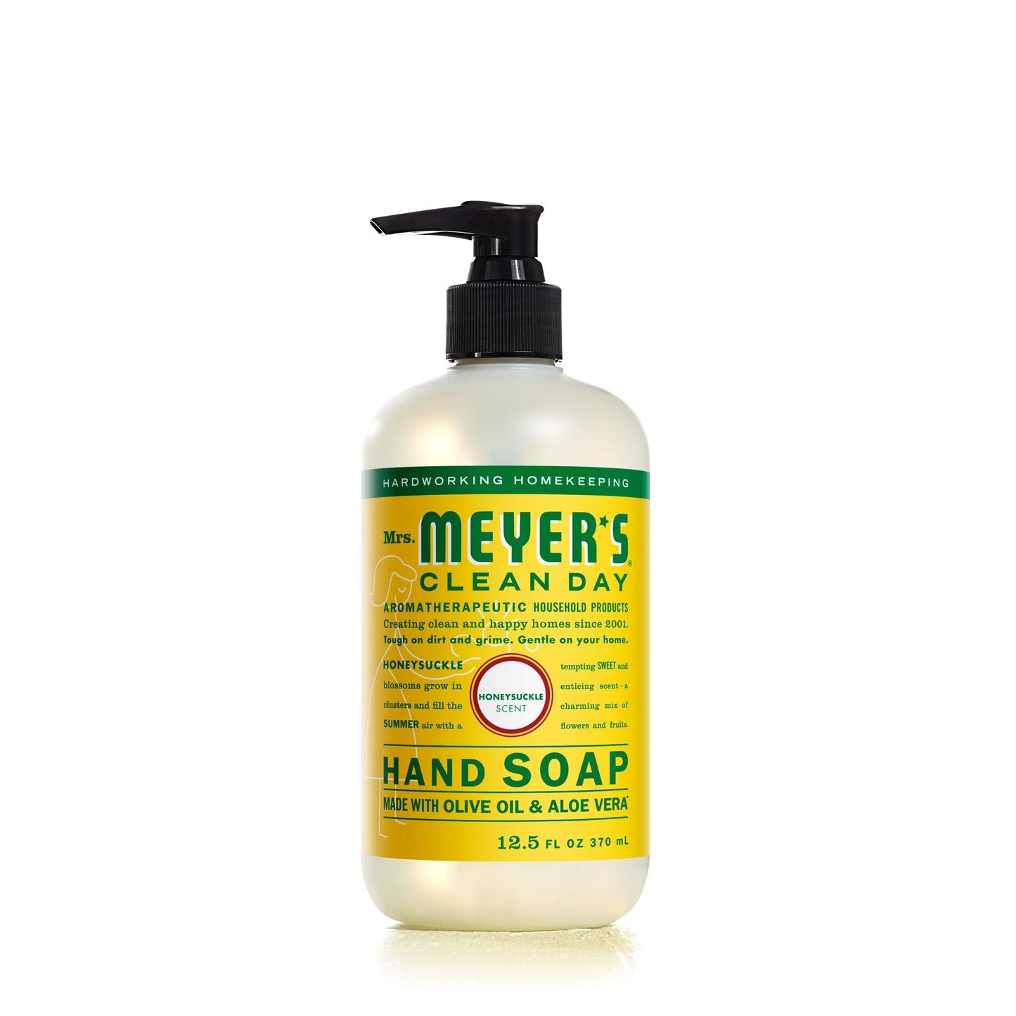MRS. MEYER'S CLEAN DAY Hand Soap, Made with Essential Oils, Biodegradable Formula, Honeysuckle, 12.5 fl. oz