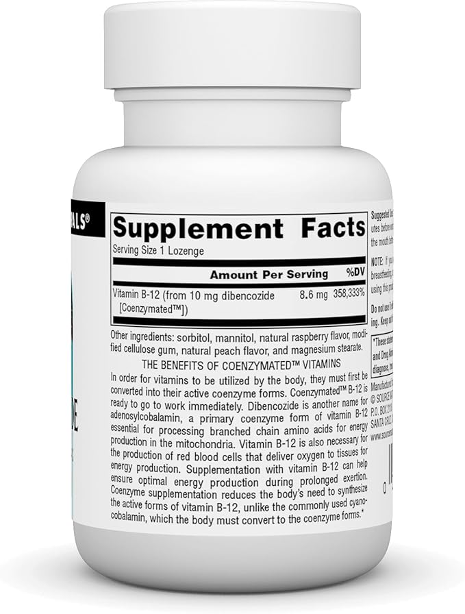 Source Naturals Dibencozide - Coenzymated B-12 Athletic Series, Quick Dissolving Dietary Supplement - 60 Lozenges