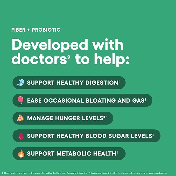 Physician's CHOICE Fiber & Probiotic Powder - Supports Regularity, Bloating, Gas, & Digestive Health - Organic Prebiotic - Sugar Free Fiber Supplement for Women & Men - Unflavored - 8.7oz