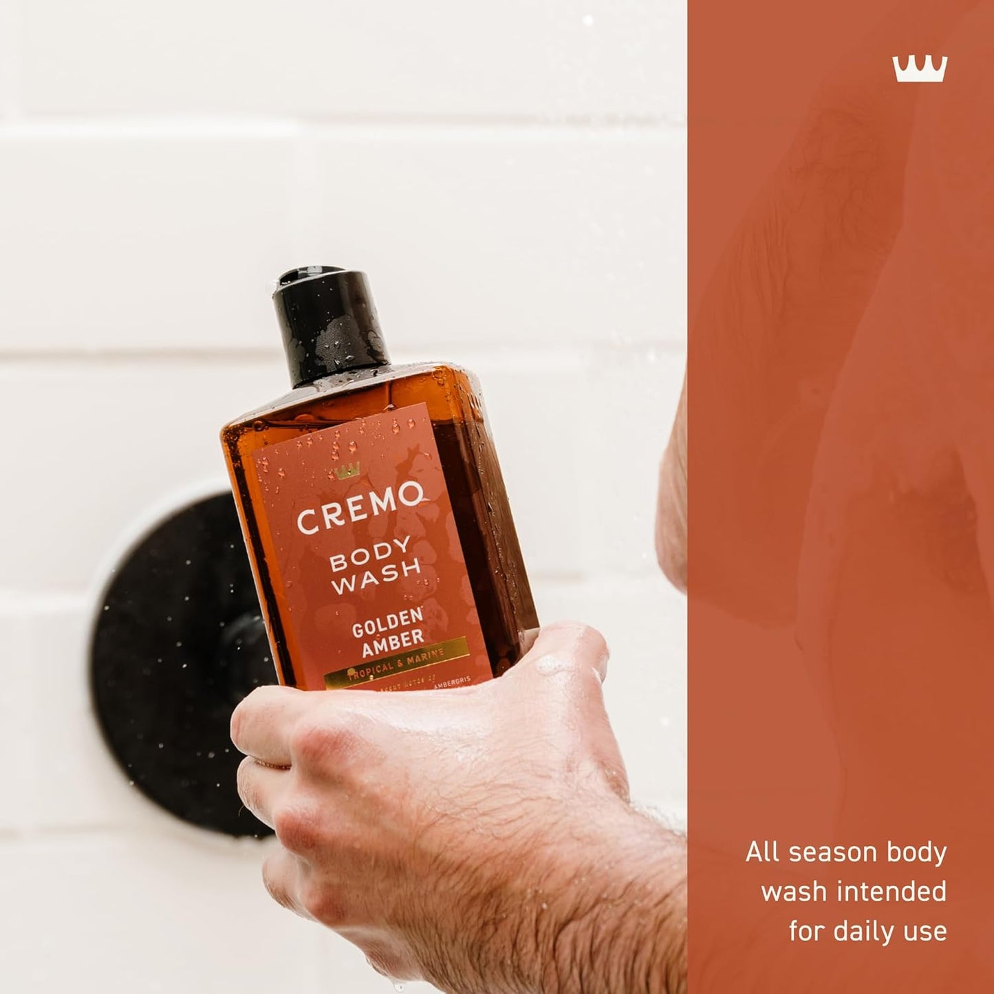 Cremo Golden Amber Body Wash | Rich Lather | For Men | 16 Fl Oz
