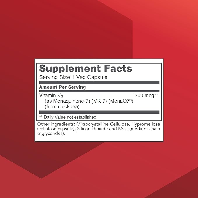 PROTOCOL FOR LIFE BALANCE MK-7 Vitamin K2 300mcg - Extra Strength - VIT K Supplement - MK-7 Vitamin K2 Life Balance - Support Bone Health & Vascular Elasticity - Non-GMO & Vegan - 60 Veg Capsules