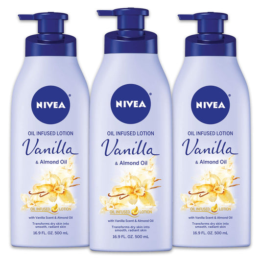 Nivea Vanilla And Almond Oil Infused Body Lotion, 50.7 Fl Oz, Pack Of 3