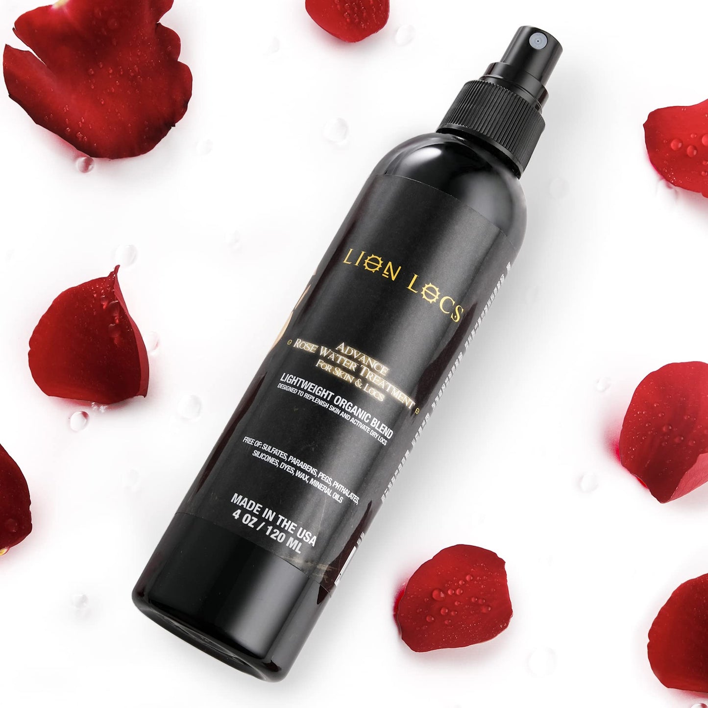 Lion Locs Rosewater Spray For Dreads And Locs - Organic Vegan Conditioner With Aloe, Oils, Vitamins, And Glycerin