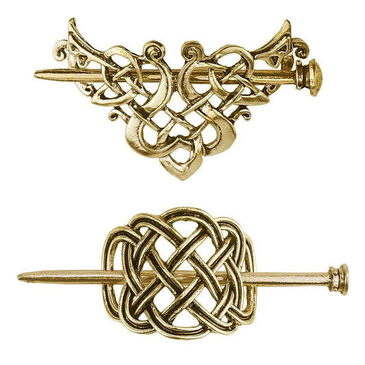 Tinsow 2 Pcs Silver Celtic Hair Slide Hairpins Hair Accessories Hair Clips, Creative Hair Barrette Minimalist Hair Claw Hair Pin