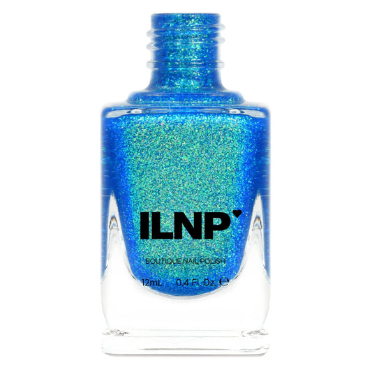 Ilnp Blue Lagoon - Shimmering Teal Holographic Jelly Nail Polish