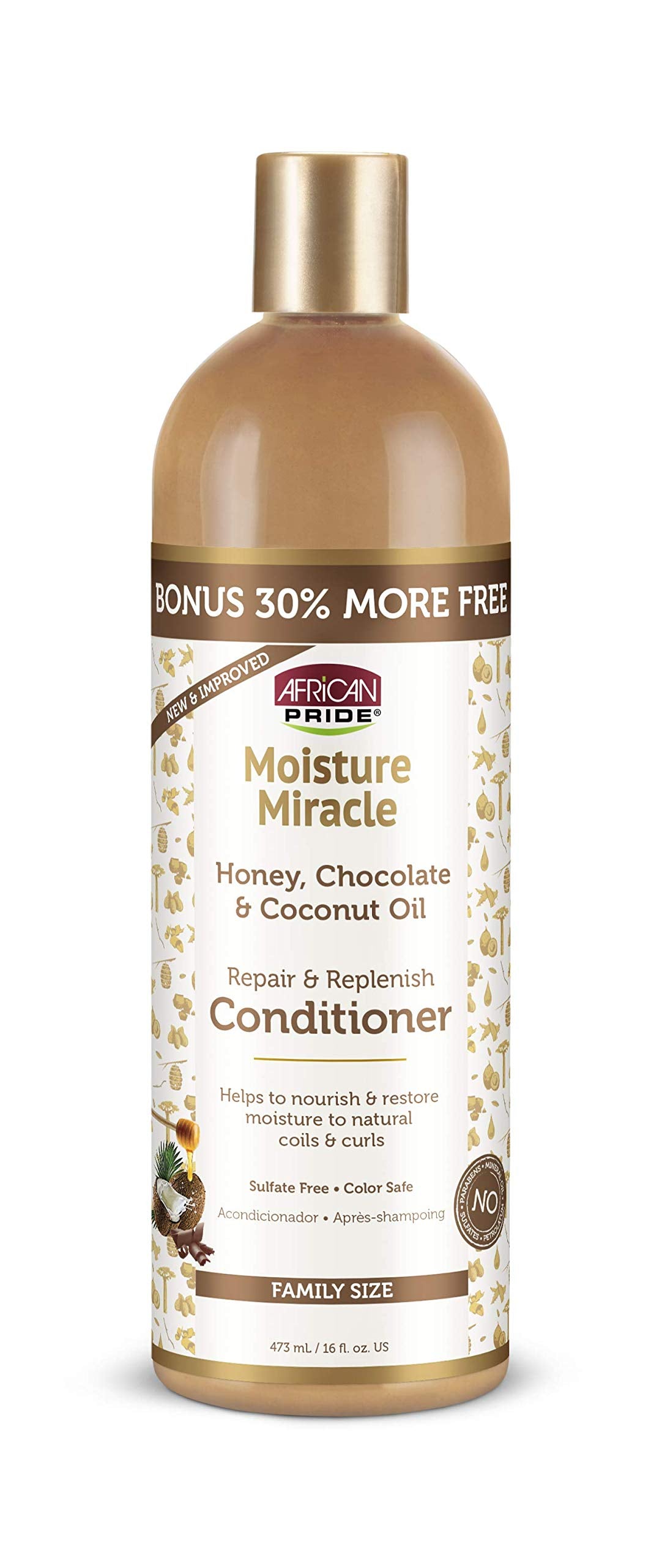 African Pride Moisture Miracle Honey, Chocolate & Coconut Oil Conditioner - Helps Repair & Replenish Moisture To Natural Coils &
