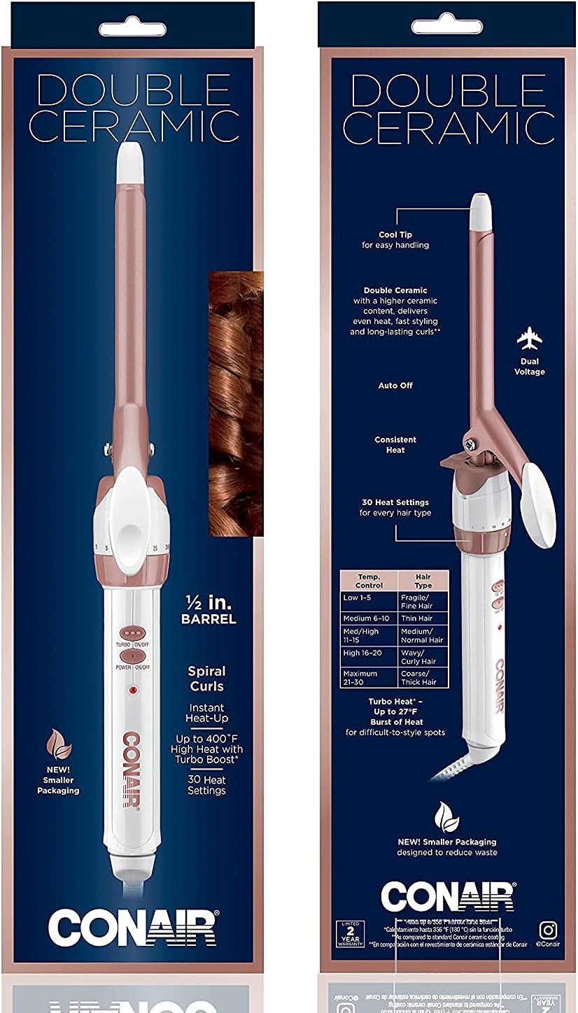 Conair Double Ceramic 3/4-Inch Curling Iron | Tight Curls for Short to Medium Hair