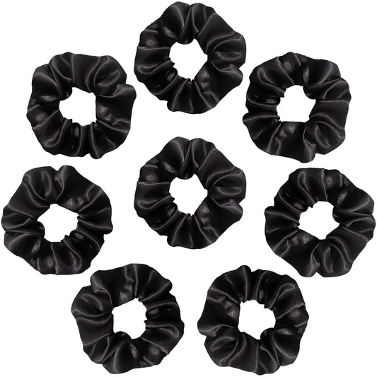 Silvr Bear Luxury Black Satin Scrunchies, Satin Hair Ties For Thick & Curly Hair, Scrunchies For Women And Girls, Softer Than Si