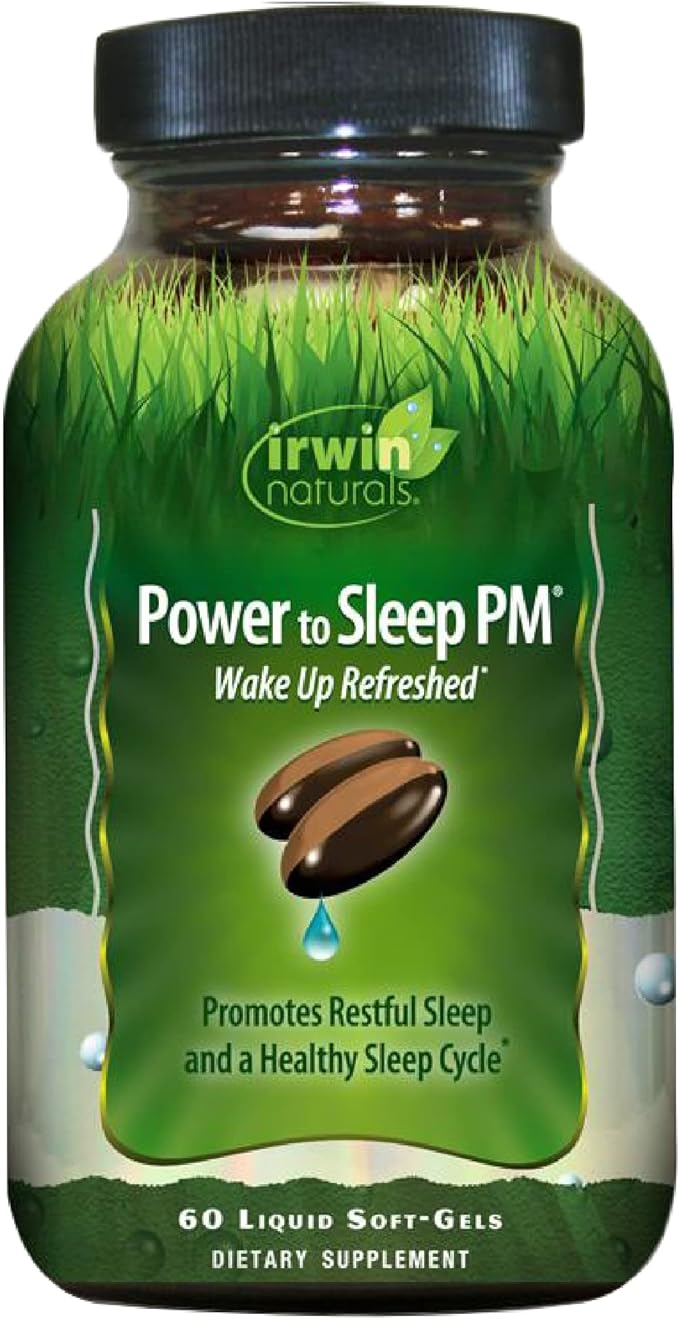 Irwin Naturals Power to Sleep PM - 60 Liquid Soft-Gels - with Melatonin, GABA, Ashwagandha, Valerian Root & L-Theanine - 30 Servings