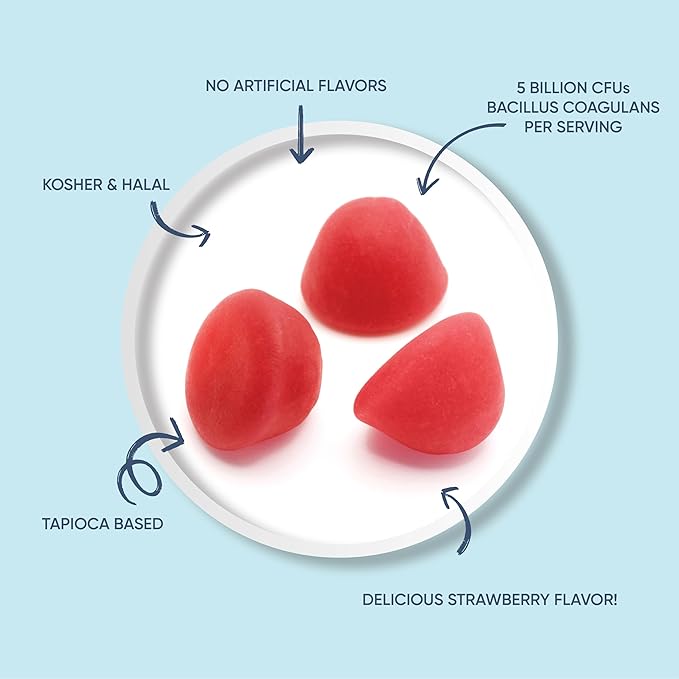 Probiotic Gummies for Women and Men | 5 Billion CFUS, Gummy Vitamin for Digestive Gut Health, No Artificial Flavors, Strawberry Flavor, 44 Count