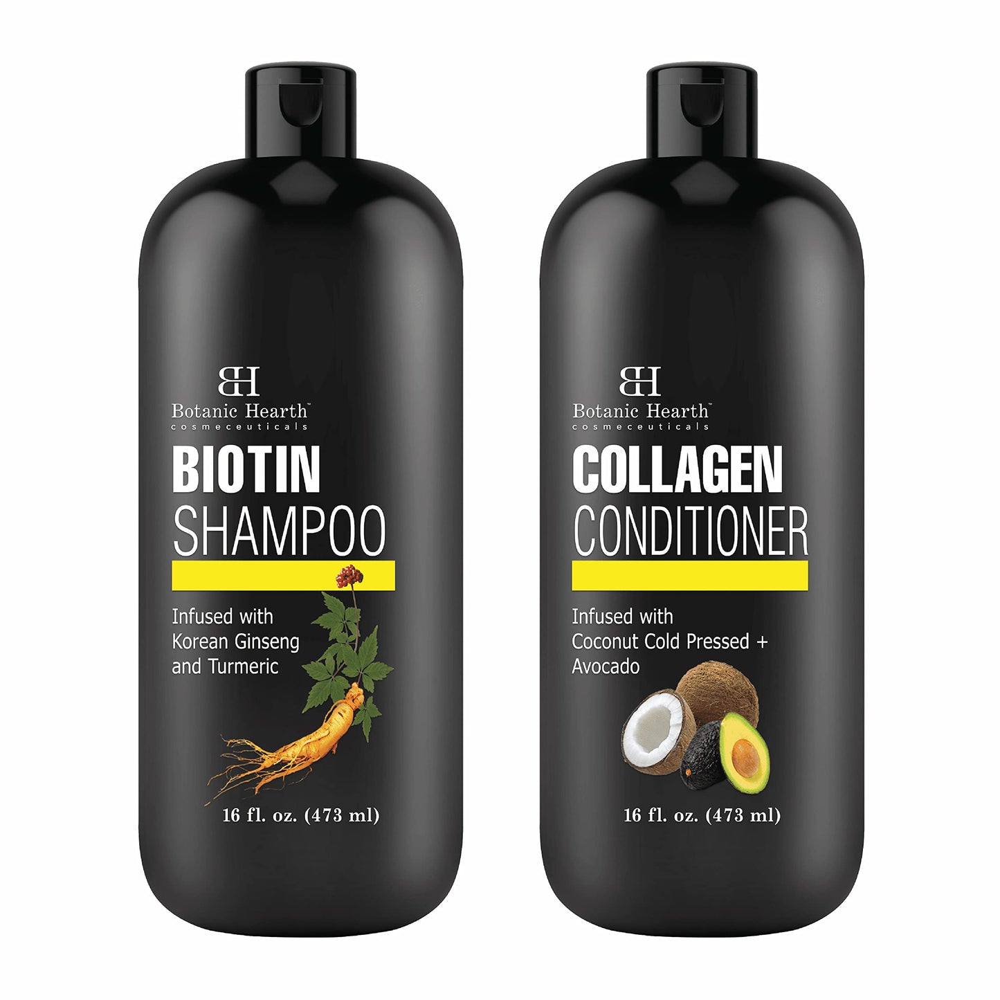 Botanic Hearth Biotin Shampoo And Conditioner With Collagen - Fights Hair Loss & Thinning With Korean Ginseng & Turmeric, Condit