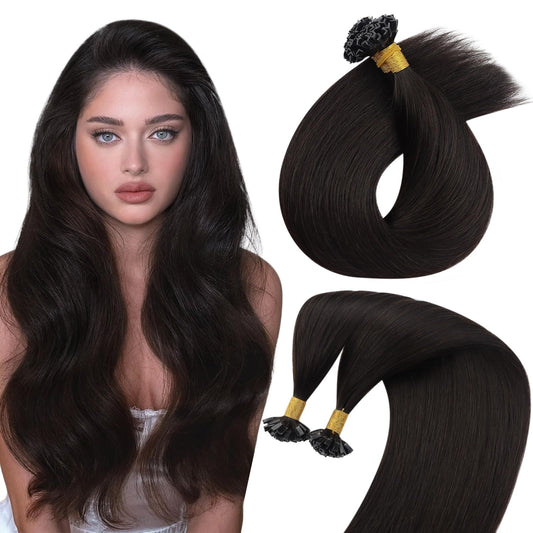 Sunny Hair K Tip Hair Extensions Dark Brown K Tip Hair Extensions Real Human Hair Brown Keratin Tip Hair Extensions Dark Brown K