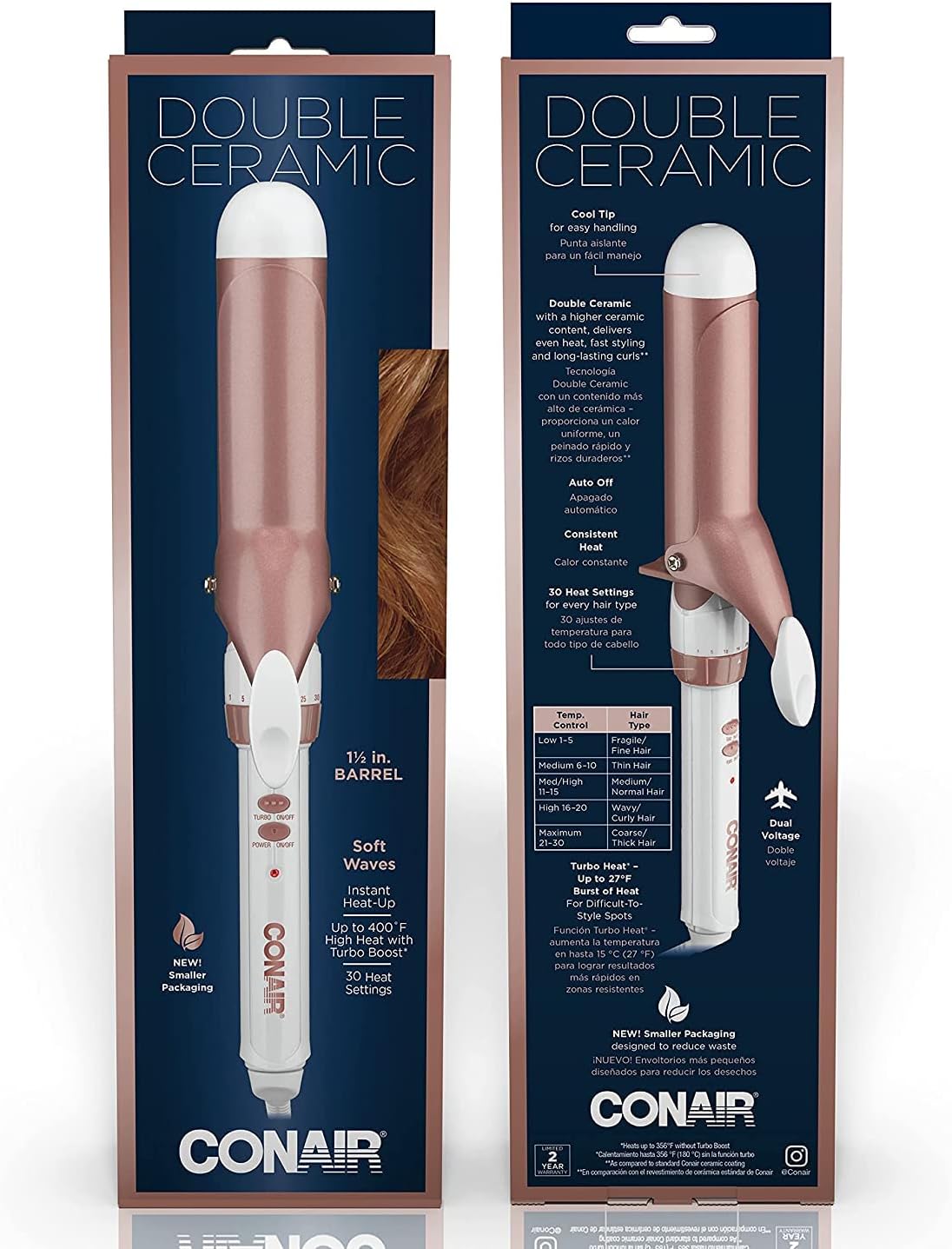 Conair Double Ceramic 1.5-Inch Curling Iron | Soft Waves for Medium/Long Hair