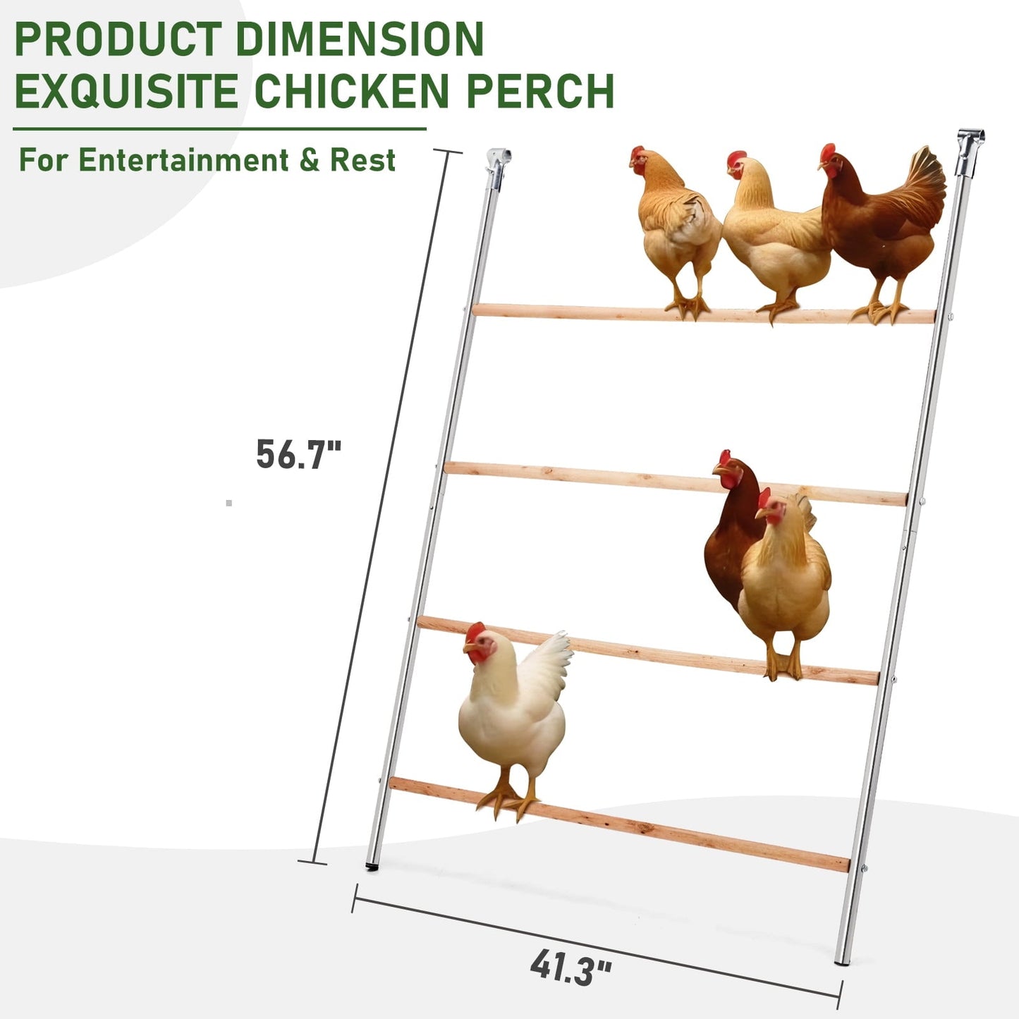 ZephyPaws Chicken Coop Roosting Perch, Farm Roost Toys for Chicks, Chicken Toys for Coop Accessories for Backyard Poultry, Easy to Assemble & Clean