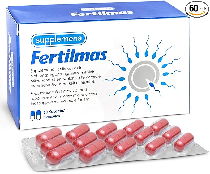 Fertilmas Natural Fertility Support for Men | L-Carnitine, Zinc, Vitamin D3, and Folic Acid | Couples TTC Supplement for Reproductive Health | Made in Germany | 1 Month
