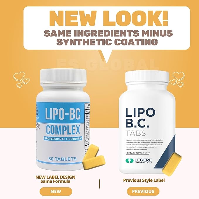 LIPO BC (2 Pack - 60 Tablets) 120 Tablets Lipotrophic Weight Loss Supplement