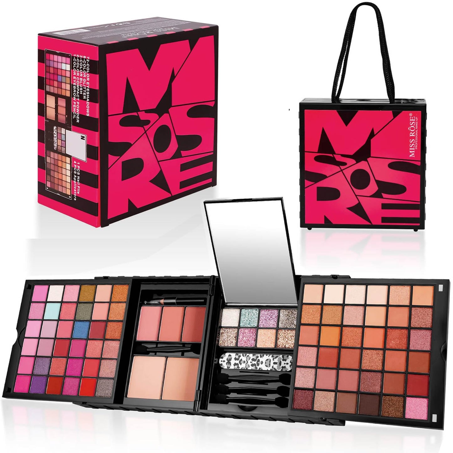 86 colors Professional Makeup Kit,All In One Makeup Set for Women, Include 72 Eye Shadows, 8 Shimmers, 3 Blushes, 2 Powders, 1 Eyebrow Pencil, 1 Nail File, Makeup Gift Set for women(015N)