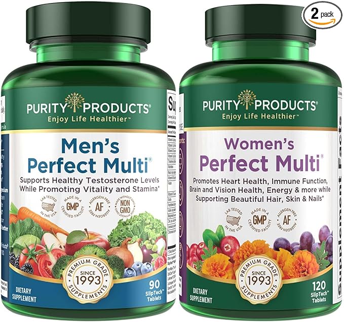 Purity Products Bundle - Men's Perfect Multi + Women's Perfect Multi - Men - Supports Healthy Vitality, Energy + More - Women - Supports Urinary Tract Health, Immunity, Hair Skin Nails + More