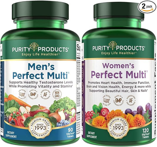 Purity Products Bundle - Men's Perfect Multi + Women's Perfect Multi - Men - Supports Healthy Vitality, Energy + More - Women - Supports Urinary Tract Health, Immunity, Hair Skin Nails + More