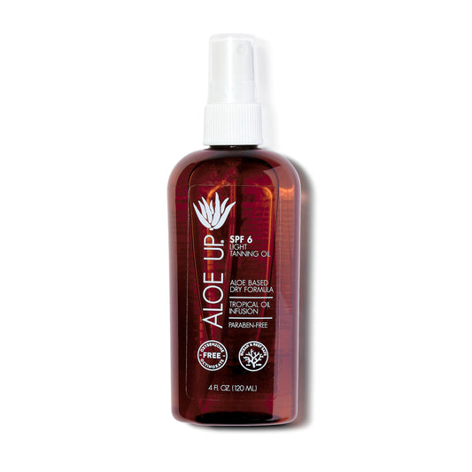 Aloe Up Light Tanning Oil With Spf 6 Sunscreen - Body And Face Tanning Oil For Outdoor Sun - With Pure Aloe Vera Oil And Natural