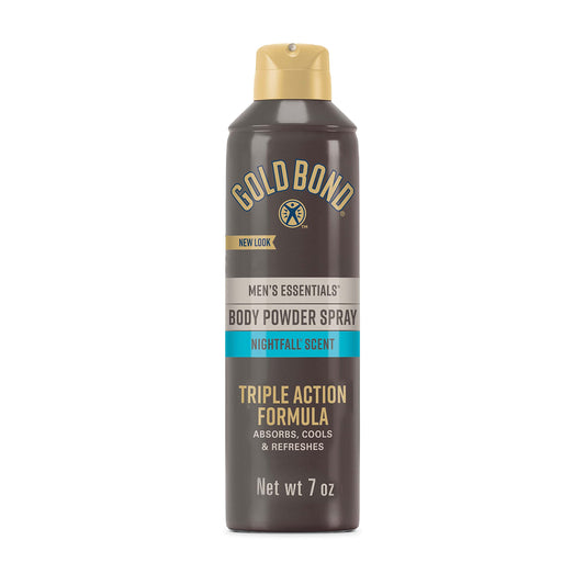 Gold Bond Men 'S Essentials Talc-Free Body Powder Spray 7 Oz. Recharge Scent Wetness Protection