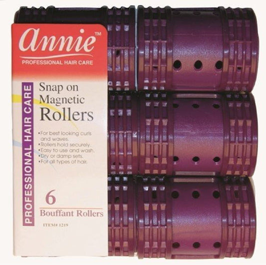 Annie Snap On Magnetic Rollers 6 Pack X-Jumbo #1219, Hair Curls, Holds Hair Secure, Easy To Use, For All Hair Types