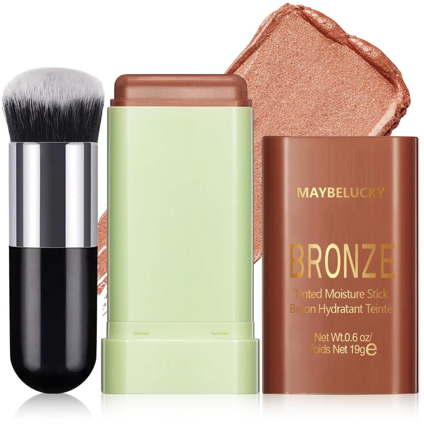 HOSAILY Cream Contour Stick for Cheeks Tint, Multi-Use Makeup Highlighter Blush Bronzer Stick, Natural Glow Solid Moisturizer Stick Blendable Illuminator On-the-Go Shimmer Cream Contour Makeup-03