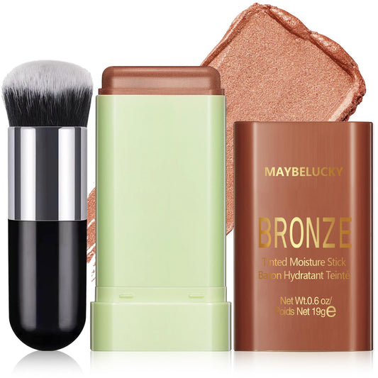 HOSAILY Cream Contour Stick for Cheeks Tint, Multi-Use Makeup Highlighter Blush Bronzer Stick, Natural Glow Solid Moisturizer Stick Blendable Illuminator On-the-Go Shimmer Cream Contour Makeup-03