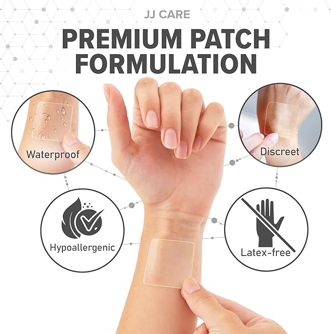 JJ CARE B12 Patch (Pack of 30), Self-Adhesive Natural Blend Topical Daily B12 Energy Patches, 1 Month Supply