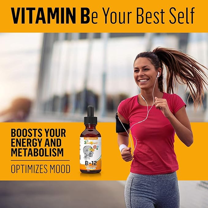 Vitamin B Complex Liquid Drops with Fast Absorption - Super B Liquid Complex Vitamins B2, B3, B5, B6 & B12 - Natural Energy Boost, Mental Focus & Healthy Immune System