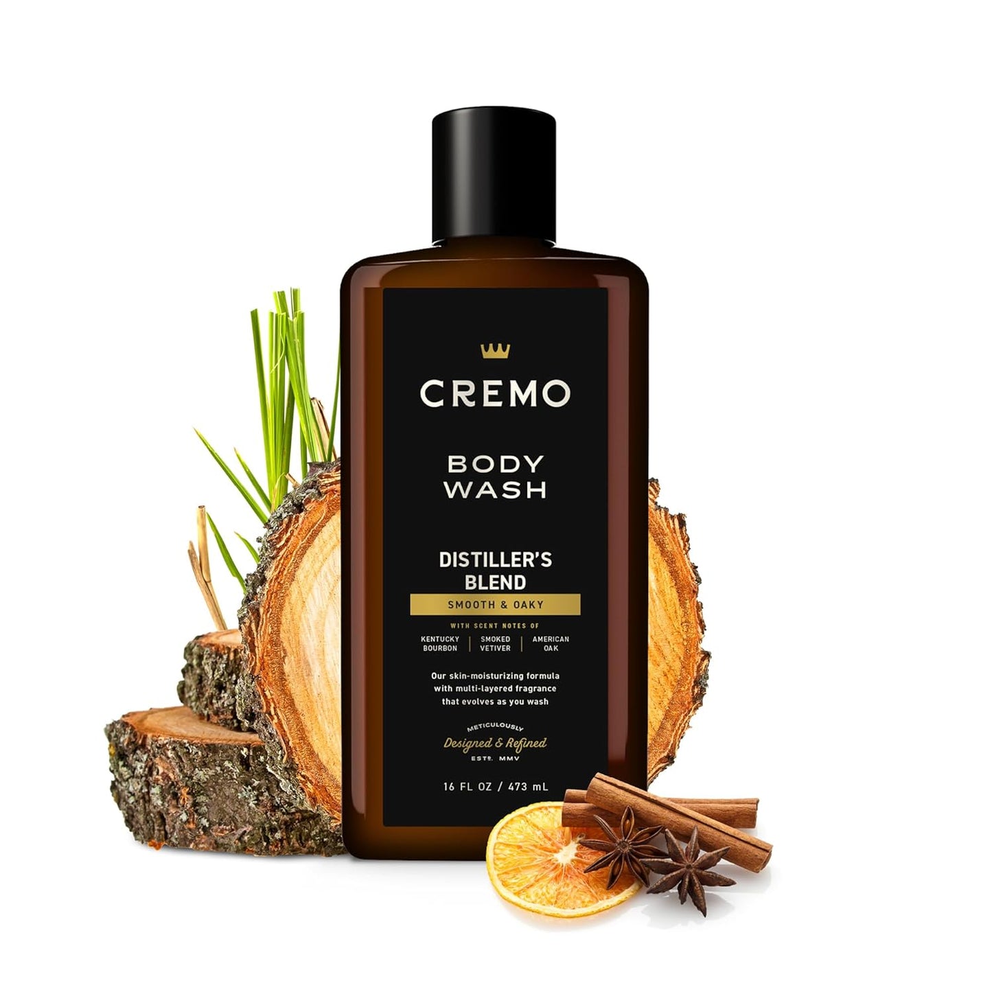 Cremo Body Wash for Men | Kentucky Bourbon & Smoked Vetiver | 16 Fl Oz