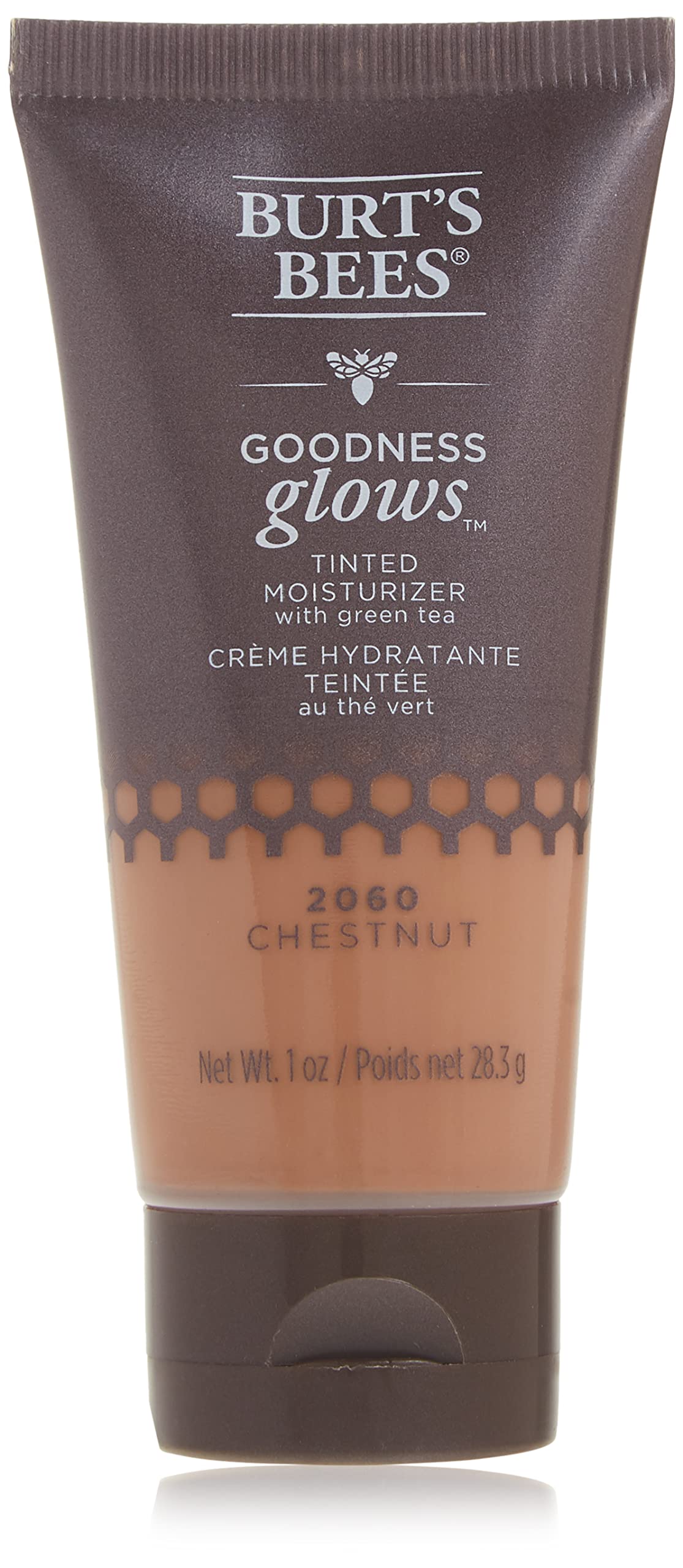 Burt'S Bees Goodness Glows Tinted Moisturizer, Rich In Antioxidants, Chestnut 1.0 Ounce