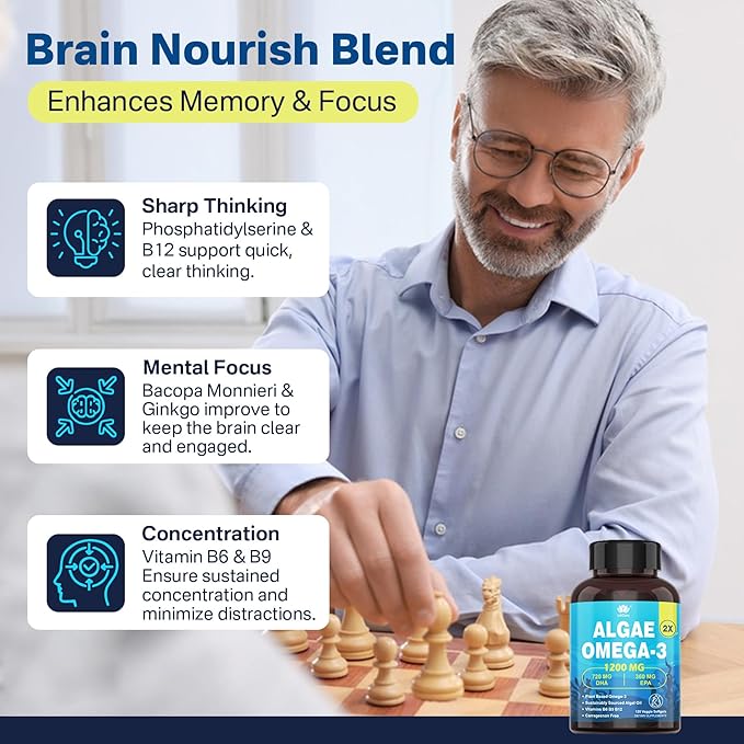 Liposomal Vitamin C 1000mg +Plant-Based Algae Omega 3 1200mg Supplement