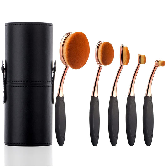 Yoseng Oval Foundation Brush 5 Pcs Toothbrush Makeup Brushes Fast Flawless Application Liquid Cream Powder Foundation With Makeu