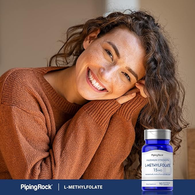 Piping Rock L Methylfolate 15 mg | 90 Capsules | Max Potency | Active Folic Acid Supplement | Non-GMO, Gluten Free