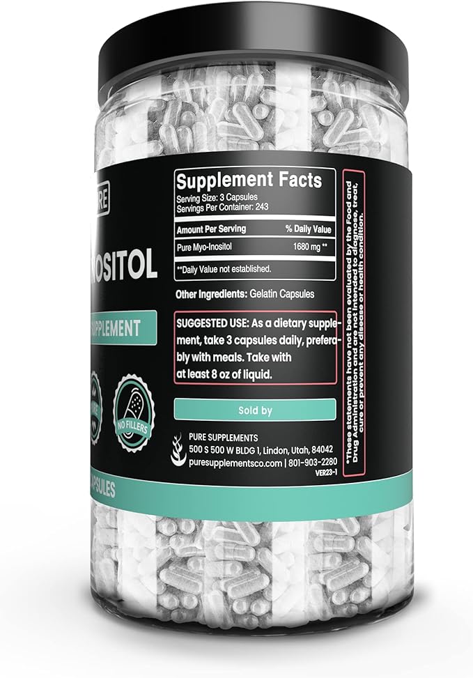 Pure Original Ingredients Myo-Inositol (730 Capsules) No Magnesium Or Rice Fillers, Always Pure, Lab Verified