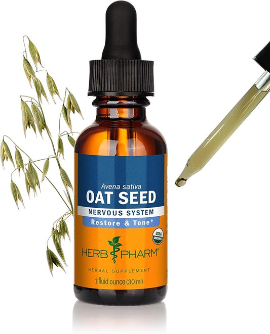 Herb Pharm Certified Organic Oat Seed Liquid Extract for Nervous System Support, Organic Cane Alcohol, 1 Fl Oz