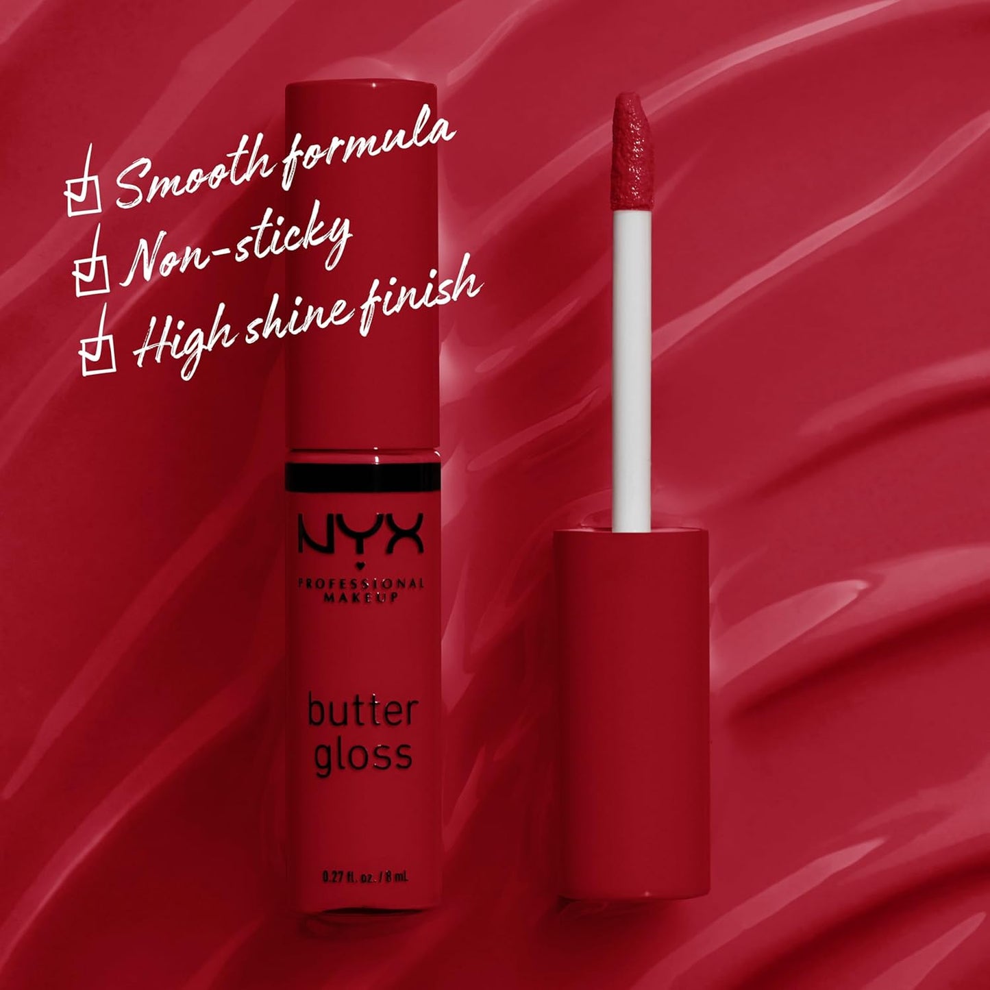 NYX Butter Gloss | Non-Sticky Lip Gloss in Rocky Road - Wine Shade