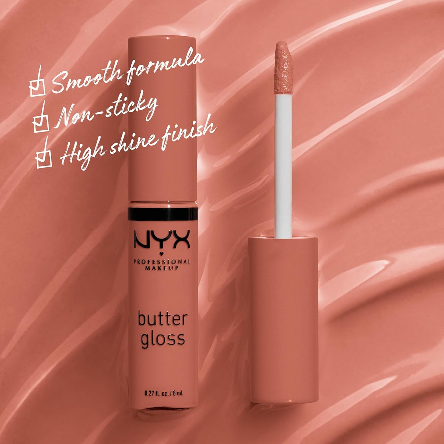 NYX Butter Gloss | Brown Sugar Non-Sticky Lip Gloss for Soft, Peachy Lips