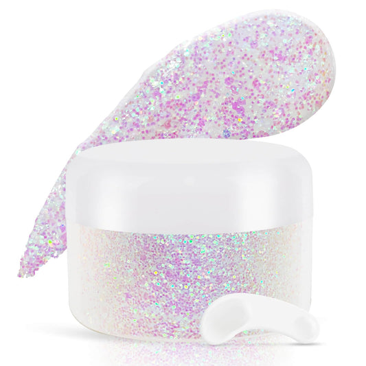 Paminify Light Purple Face Glitter Gel,Mermaid Body Glitter Gel,Singer Concerts Music Festival Rave Accessories,Self-Adhesive Sequins Glitter Body Hair Makeup,Sparkling Chunky for Women(Purple),53ML