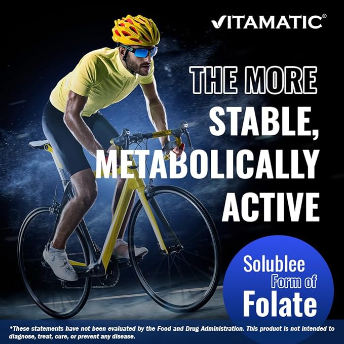 Vitamatic Methyl Folate 15mg – 120 Vegetable Capsules Optimized and Activated High Potency – Metabolically Active Folate