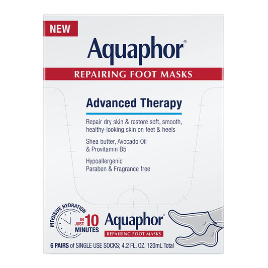 Aquaphor Repairing Foot Masks, Moisturizing Socks For Dry Feet, Hydrating Foot Care Treatment With Avocado Oil And Shea Butter,