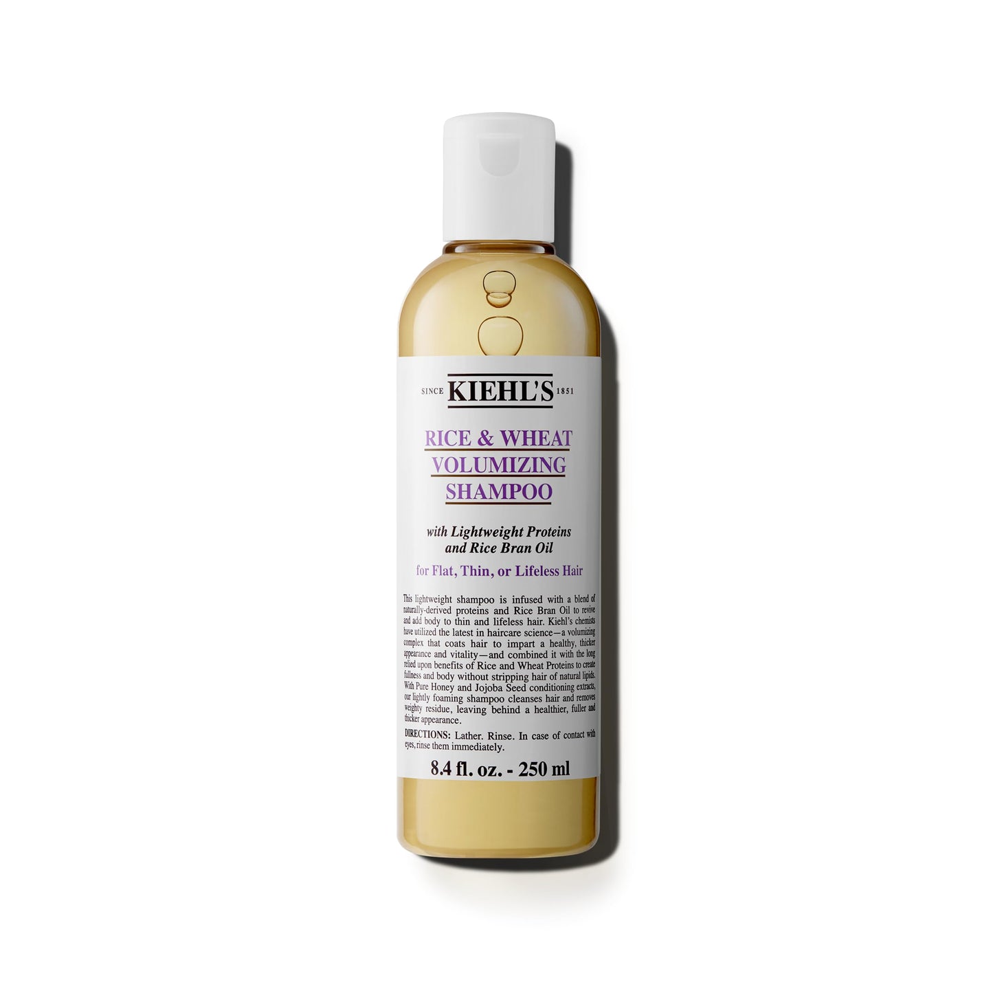 Kiehl's Rice and Wheat Volumizing Shampoo, Gentle Hair Shampoo for Thin or Flat Hair, Helps Boost Volume for Thicker Looking Hai