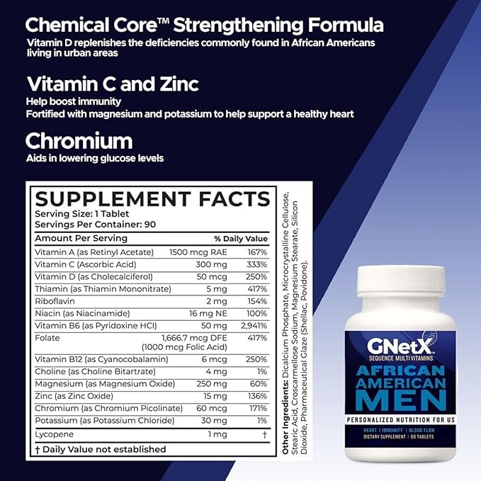 Sequence Multivitamins for African American Men - Powerful Formula with Vitamin C, Zinc and Vitamin D for Immune Support and Heart Health